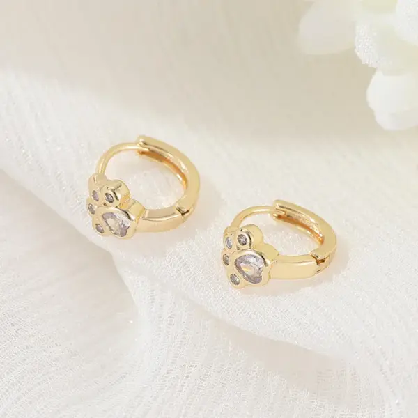 Wholesale Women’s Copper Earrings With Electroplated Gold Finish And Zircon Inlay, Featuring Secure Copper Ear Pins