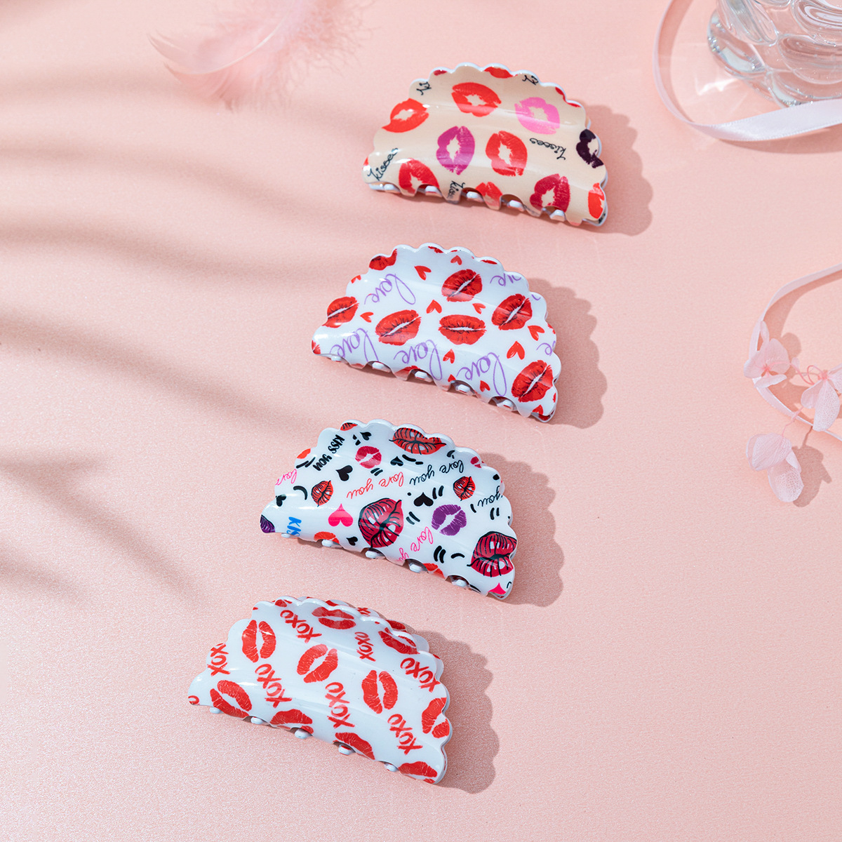 Wholesale European and American cross-border fashion Valentine's Day hair accessories party hairpin lip grip back shark clip sweet head accessories