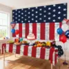 Wholesale American Flag Day Celebration Red White Blue Stars And Stripes Tablecloth Background Decoration