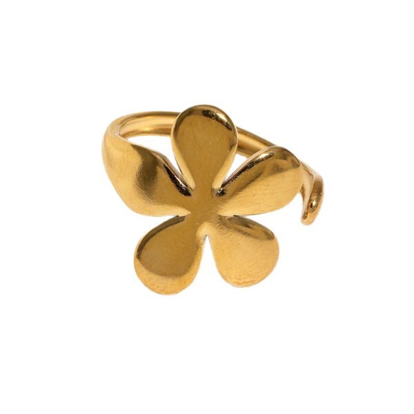 oly-012e74d8c1534232cdf86ed15387cdd0 Wholesale Stainless steel ring that won't fade, gold-plated flower ring, adjustable titanium steel ring.