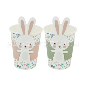 Rabbit paper cup + cup cover 8 each