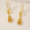 Wholesale Electroplated Brass Drop Earrings For Women Featuring 14K Real Gold Plated Material With 0.03µm Thickness