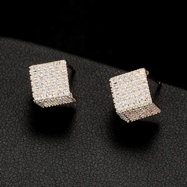 Wholesale Geometric Earrings For Women In 14K Real Gold Plated Copper Featuring Zircon Inlay