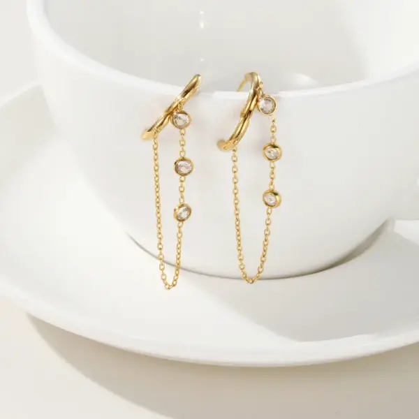 Wholesale PVD Coated 18K Gold Real Gold Plated Round 304 Stainless Steel IG Style Waterproof Non Tarnish Earrings
