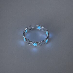 Blue light five-pointed star ring (without gift box)