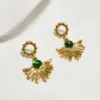 Wholesale 304 Stainless Steel Sector Electroplating Golden Plated Elegant Classical Beach Waterproof Non Tarnish Gold Drop Earrings