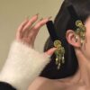 oly-01882a37280286a964cc5d2a772f1733 Wholesale Autumn and Winter Vintage Olive Gemstone Green Tassel Headband Style Hair Accessories Headband Female Fake Earrings Antique Style Headwear Hair Clip