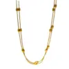 oly-018bc57772ab0793d01027f1a6b11aeb Wholesale PVD Coated Real Gold Plated Solid Color 304 Stainless Steel Simple Style Waterproof Non Tarnish Bracelets Necklace