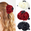 Wholesale Valentine's Day Satin Rose Flower Clamp Large Flower Shark Clip Sweet Pontertail Clip Spring and Summer Hairpin Headwear