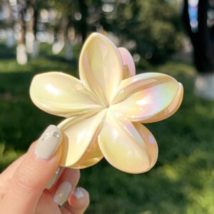 56 # Colorful plumeria hair clip # 5 gradient yellow powder