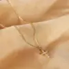 Wholesale PVD Coated 18K Gold Plated Cross 304 Stainless Steel Copper Elegant Streetwear Waterproof Non Tarnish 304 Stainless Steel Pendant Necklace