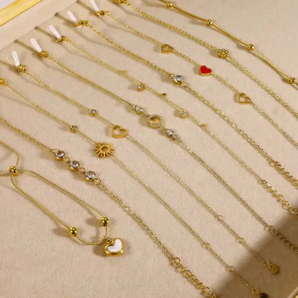 Wholesale PVD Coated 18K Gold Plated Round Heart Shape Flower 304 Stainless Steel Copper IG Style Korean Plating Bracelets