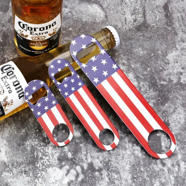 Wholesale American Flag Beer Bottle Opener All Steel Material UV Color Printing Bottle Opener Wine Bottle Opener Retro Grid