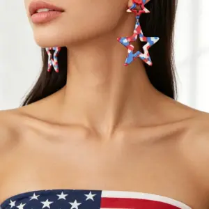 Wholesale Bohemian Asymmetrical Geometric Earrings For Women In Golden Plated Acetic Acid Sheets