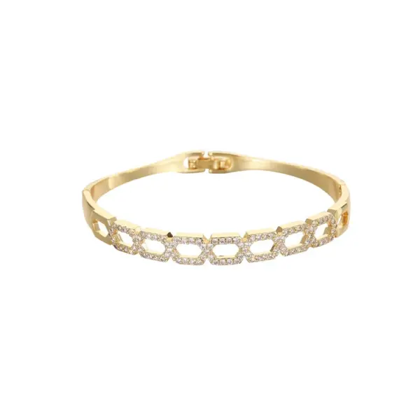 Wholesale Women’s Circle Bangle Featuring Zircon Inlay, Electroplated Copper Craft