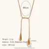 Wholesale PVD Coated Real Gold Plated Geometric Water Droplets Solid Color 304 Stainless Steel Vintage Style Waterproof Non Tarnish Pendant Necklace