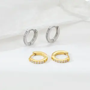Wholesale PVD Coated 18K Gold Platinum Real Gold Plated Solid Color 304 Stainless Steel Elegant Simple Style Waterproof Non Tarnish Hoop Earrings