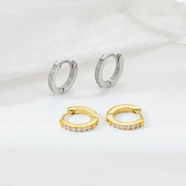 Wholesale PVD Coated 18K Gold Platinum Real Gold Plated Solid Color 304 Stainless Steel Elegant Simple Style Waterproof Non Tarnish Hoop Earrings