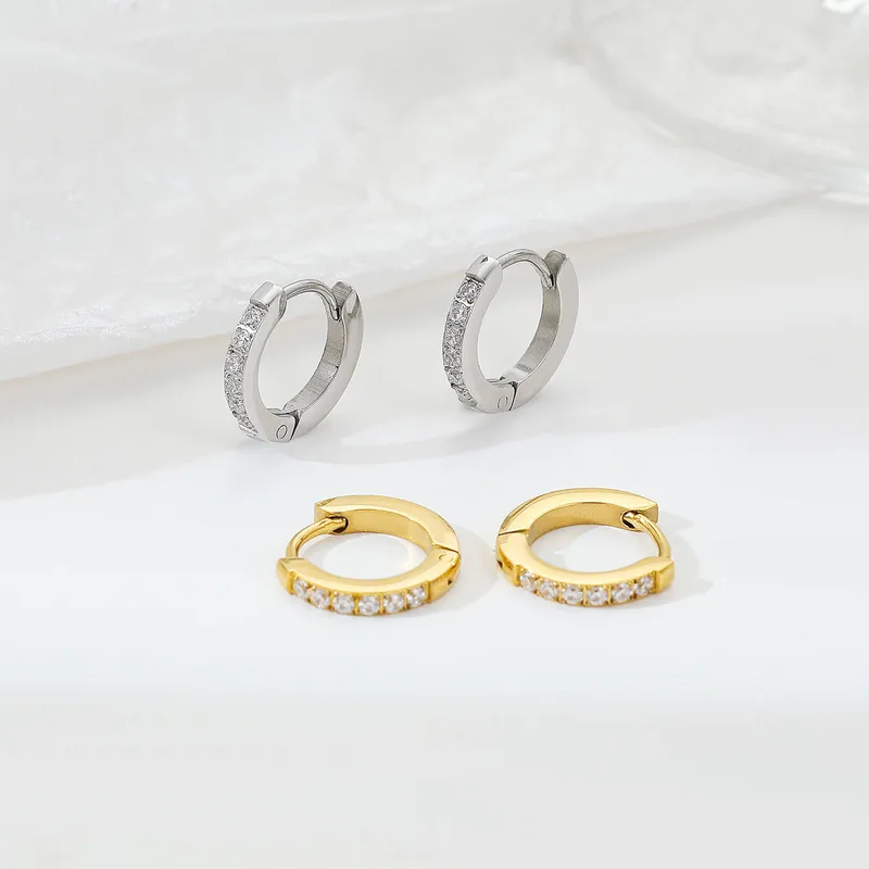 Wholesale PVD Coated 18K Gold Platinum Real Gold Plated Solid Color 304 Stainless Steel Elegant Simple Style Waterproof Non Tarnish Hoop Earrings