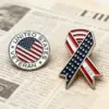 Wholesale American Flag Pin In Alloy With Ribbon Craft, Perfect Flag Brooches For Independence Day