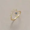 Wholesale Devil's Eye Women's Ring In Copper With Electroplated Gold Plating And Zircon Inlay