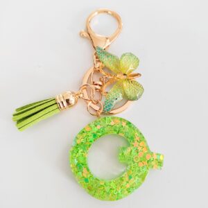 Green letter key chain pendant-Q