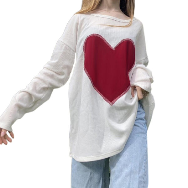 oly-020ff1697b25441191503db392b86837 Wholesale Women's Long Sleeve Round Neck T-Shirt Valentine's Day Love Casual Loose Pullover Top Spring and Autumn