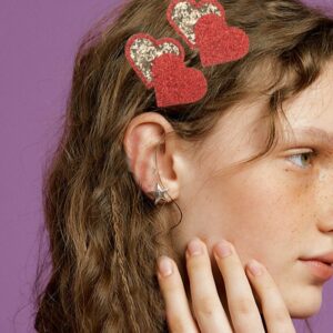 WholesaleValentine's Day Series Gold Powder Cloth Shiny Cupid Love DIY Grab Clip Hair Accessories Duckbill Clip