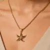 Wholesale Starfish Necklace For Women With Waterproof Non Tarnish 304 Stainless Steel, 18K Real Gold Plated And Zircon Inlay, Featuring Box Chain