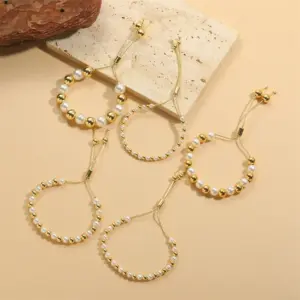 Wholesale Copper 14K Gold Plated White Gold Plated Vintage Style Round Bracelets