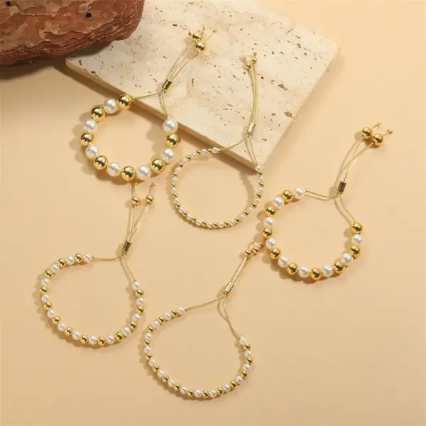 Wholesale Copper 14K Gold Plated White Gold Plated Vintage Style Round Bracelets