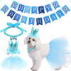 Wholesale Pet Birthday Party Decoration Dog Birthday Gauze Skirt Decoration Bone Necklace Crown Set