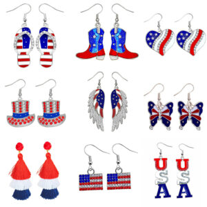 oly-023e2de8d4ac8eaee8bb818eeaf73ade Wholesale Alloy independent sun earrings with wings, butterflies, rhinestone-encrusted boots, and dripping oil pendant earrings