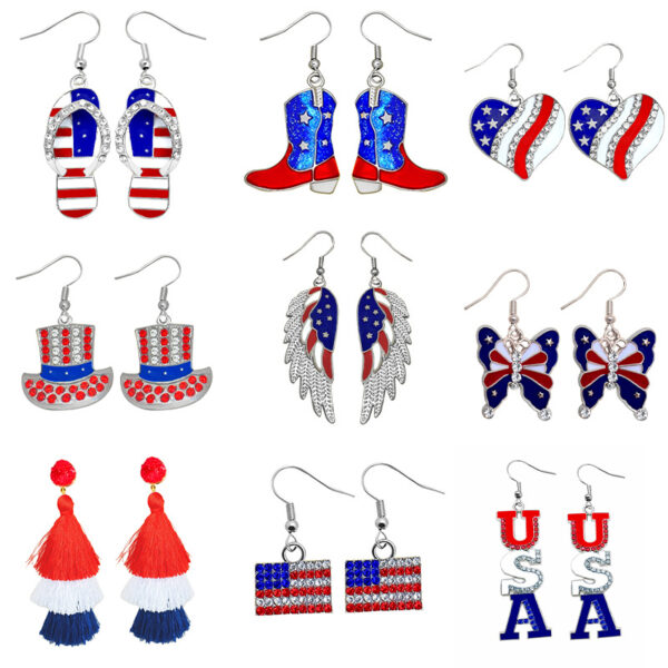 Wholesale Alloy independent sun earrings with wings, butterflies, rhinestone-encrusted boots, and dripping oil pendant earrings
