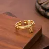 Wholesale Novelty Open Ring For Women Made Of 304 Stainless Steel In Golden Color