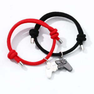 Silver black bracelet pair KY0721