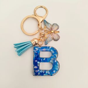 Blue letter keychain pendant/B