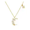 Wholesale Copper Inlaid Zircon C-shaped Moon Clavicle Chain