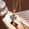 Wholesale Zinc Alloy Plated Four-Leaf Clover Necklace