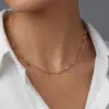 Wholesale French Line Wrapped Colorful Zircon Heart-Shaped Mixed Color 18K Gold Plated 304 Stainless Steel Vacuum Electroplated Necklace For Women Clavicle Chain Snake Chain
