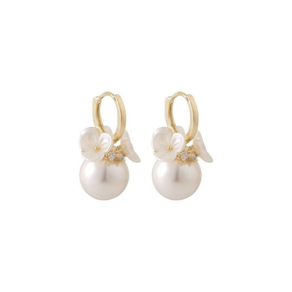 oly-027a13e22810dc980553d93c83a52e07 Wholesale Exquisite Shell Flower Basket Pearl Earrings Women's Fashion Diamond Small Flower Ear Buckle Korean Niche Gentle Ear Jewelry