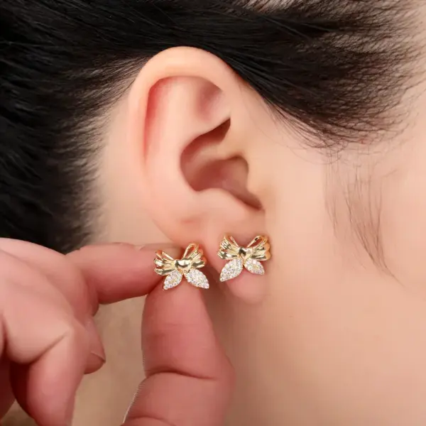 Wholesale Cute Bow Knot Copper Ear Studs