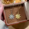 Wholesale Starburst Necklace For Women, Golden Plated 304 Stainless Steel With Zircon Inlay And Cable Chain