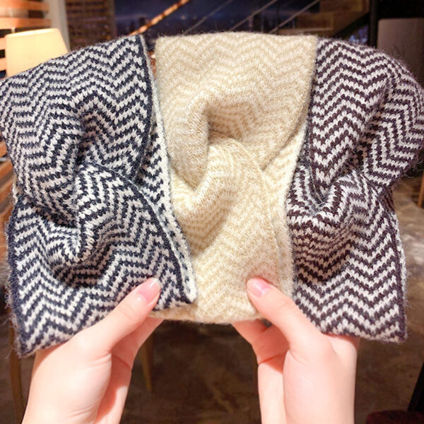 Wholesale Explosions Knitted Striped Letter Crossed Wool Hair Band Women's Autumn and Winter Hair Band Turban Knitted Hair Ring