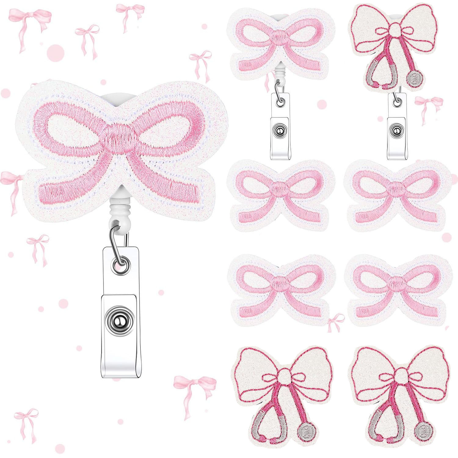 Wholesale Nurse ID Clip Decoration Embroidered Cloth Sticker Glitter Powder Leather Embroidered Patch Sticker Stethoscope Easy Pull Buckle Embroidered