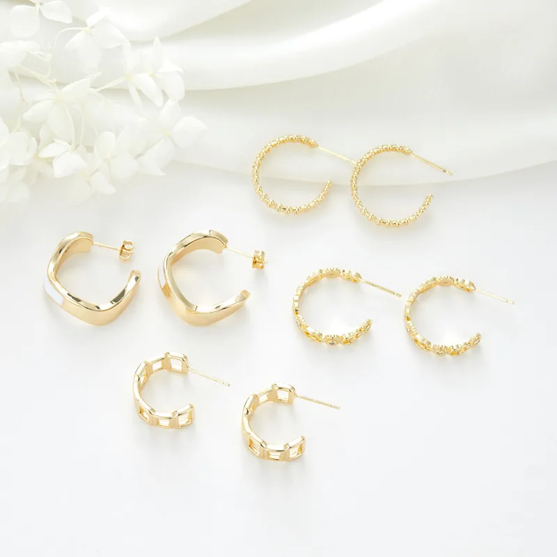 Wholesale Double Ring Stud Earrings For Women In Copper With Artificial Gemstones And 925 Sterling Silver Ear Pins, Exaggerated Style