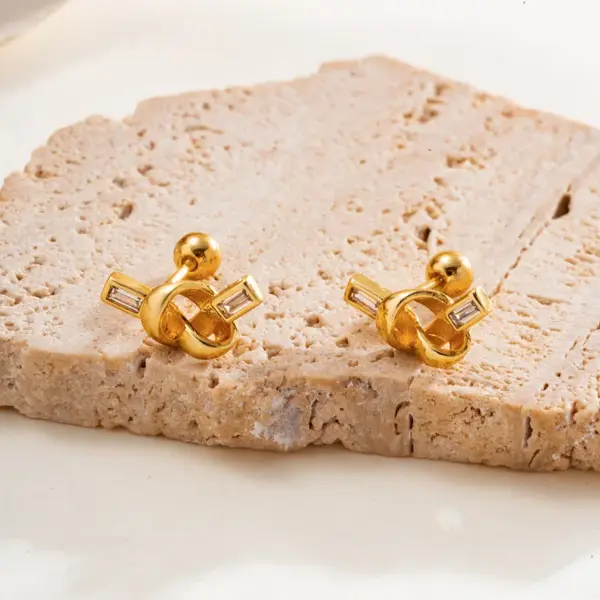 Wholesale 1 Pair Casual Elegant Luxurious Irregular Geometric Inlay Copper Zircon 14K Gold Plated Ear Studs