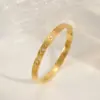 Wholesale Simple Style Round Titanium Steel Plating Inlay Zircon 18k Gold Plated Bangle