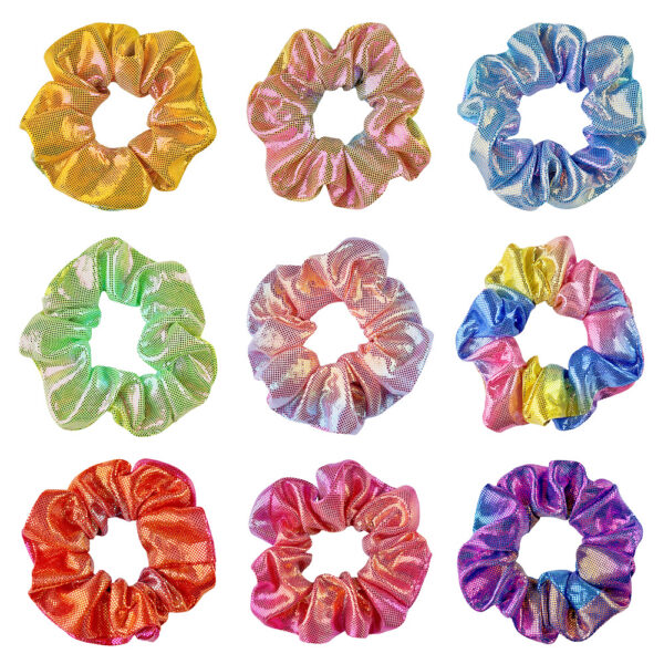 Wholesale explosive hair accessories laser bronzing large intestine hair ring gradient color plate hair balls hair rope horsetail large intestine ring