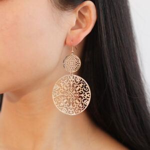 Wholesale Cross-border Hot Sale European and American Fashion Earrings Vintage Hollow Disc Frosted Earrings Palace Ethnic Style Carved Earrings